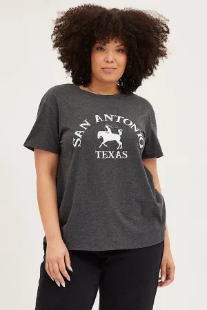 Grey Graphic T-shirt Sun Crew Neck Short Sleeve Cotton Trendy Fashion All-Season Comfort Wear