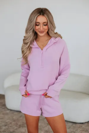 Aubrie Half-Zip Pullover - Lilac Bright Color Cozy Pajama Pants