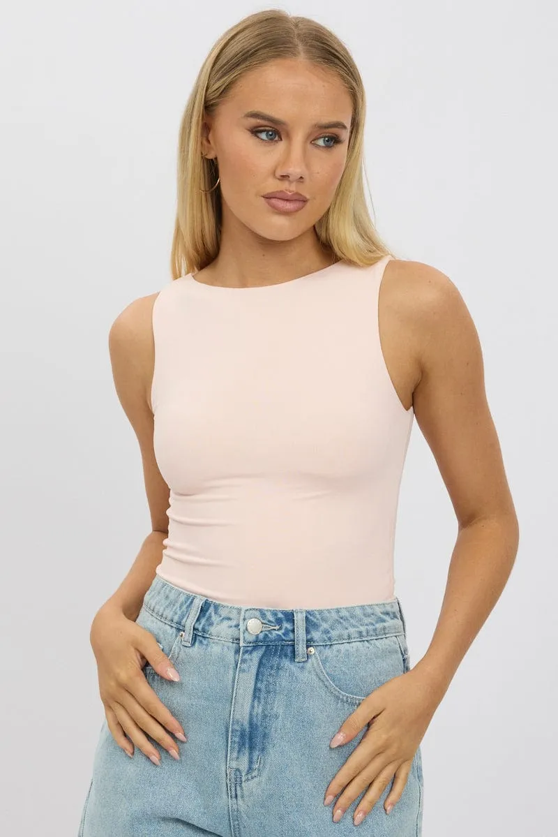 Pink Tank Top Sleeveles Boat Neck Supersoft LowProfile Design