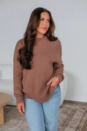 Chelsea Mock Neck Sweater - Mocha Effortless Style