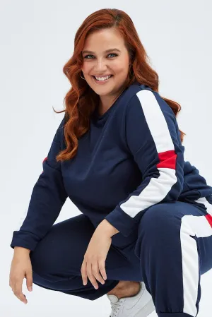 suitable for casual events Breathable Layer Multi Contrast Sweater Fleece Long Sleeve Round Neck