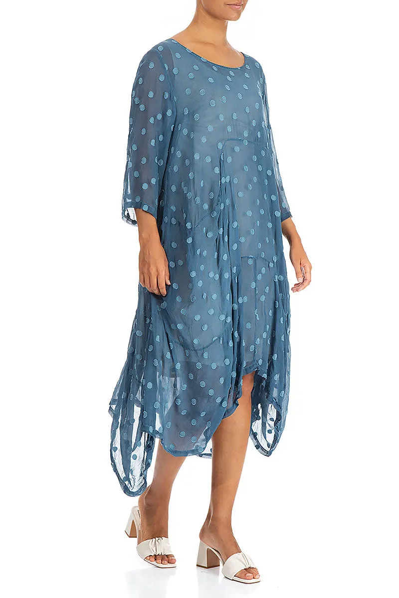 Draped Denim Dotty Silk Dress casual sneakers