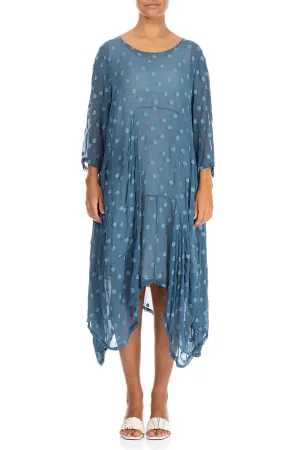 Sporty Style Outdoor Fashion Draped Denim Dotty Silk Dress
