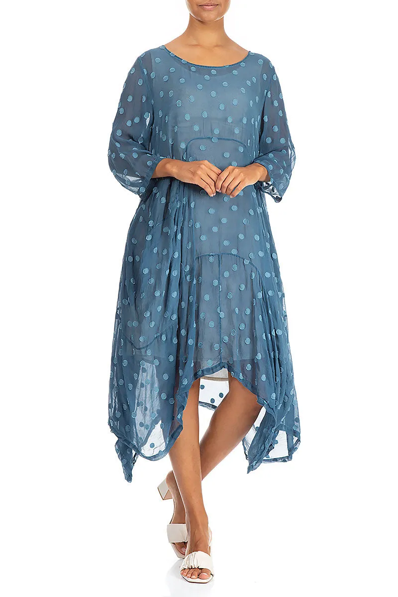 Dense Fit Conscious Core Draped Denim Dotty Silk Dress