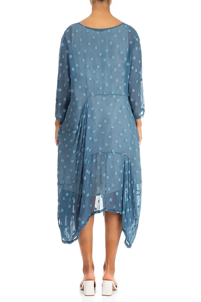 Sporty Gear Draped Denim Dotty Silk Dress