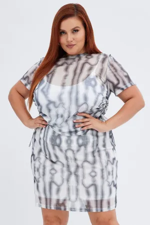 Light Flow Abrasion resistant Multi Abstract Mini Skirt Mesh Lined