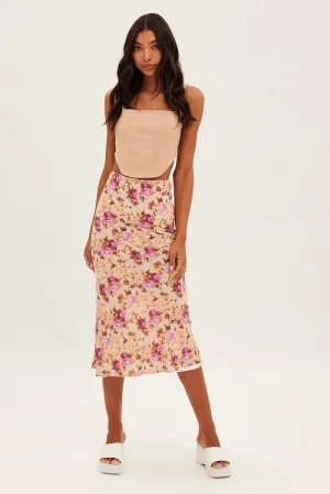 Print Print Midi Skirt Slip Lined Chiffon Creative Layering