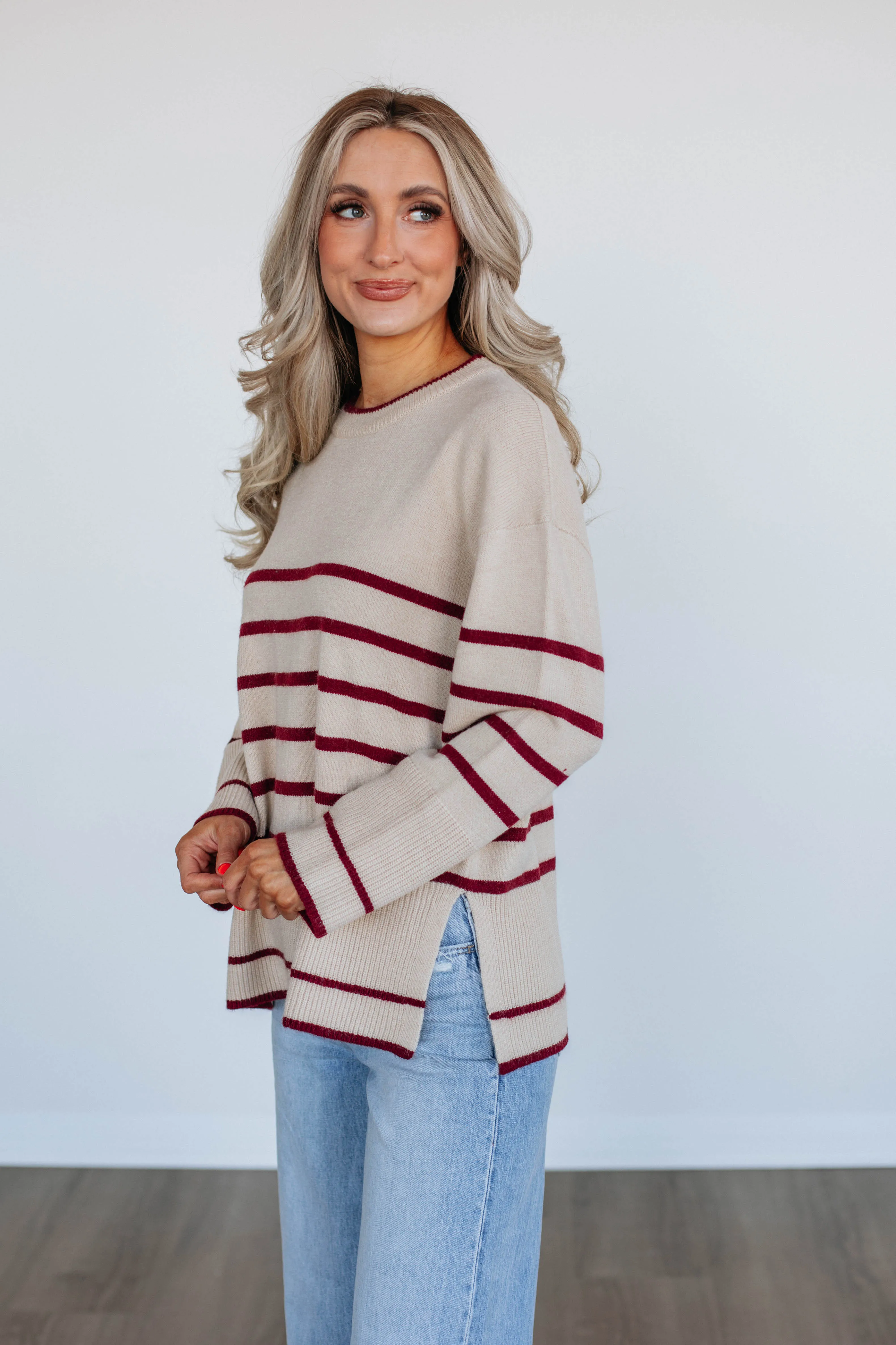 Halston Striped Sweater Soft and Stylish