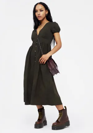 Vibrant summer dress Gladys Button Up Midi Dress - Green