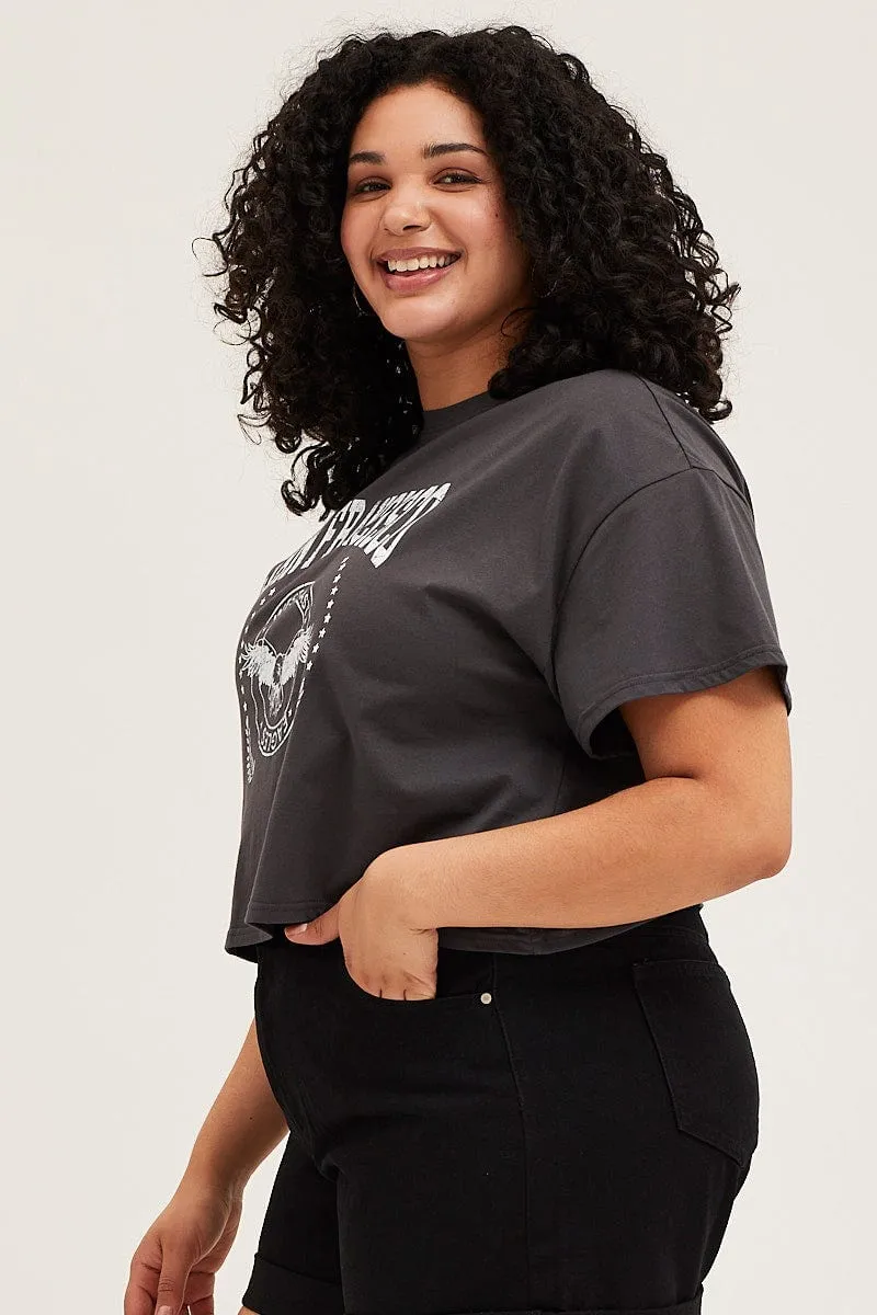 Grey Short Sleeve San Francisco Eagle T-shirt Simple Comfort Wear
