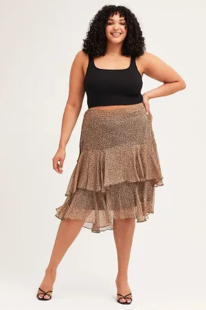Animal Print Midi Skirt Tie Odor Resistant Treatment