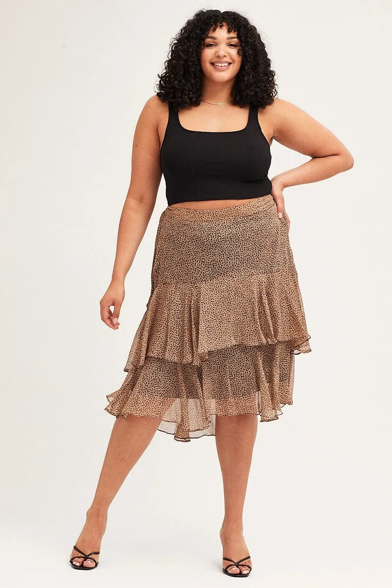 Animal Print Midi Skirt Tie Odor Resistant Treatment