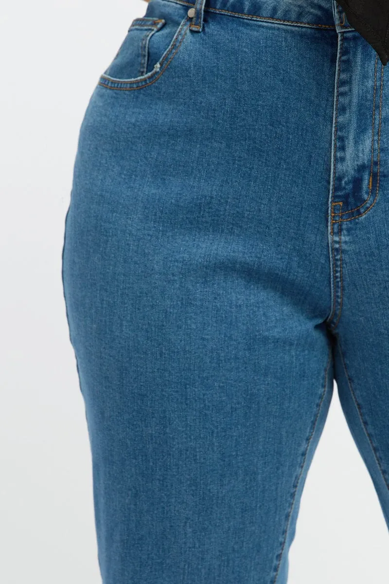 Balanced Style abrasion resistant coating Denim Mom Jeans High Rise