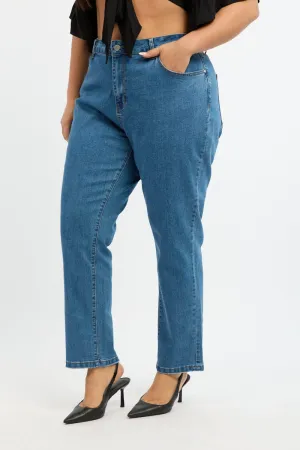 Denim Mom Jeans High Rise Everyday Shopping Day Versatile Weekend Style