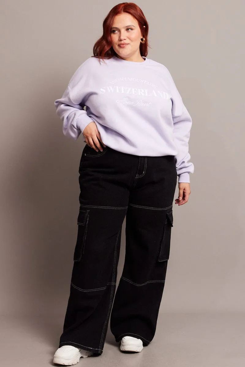 Black Cargo Jeans High Rise Wide Leg Contrast Details Reinforced Stitching Affordable Unisex Wear