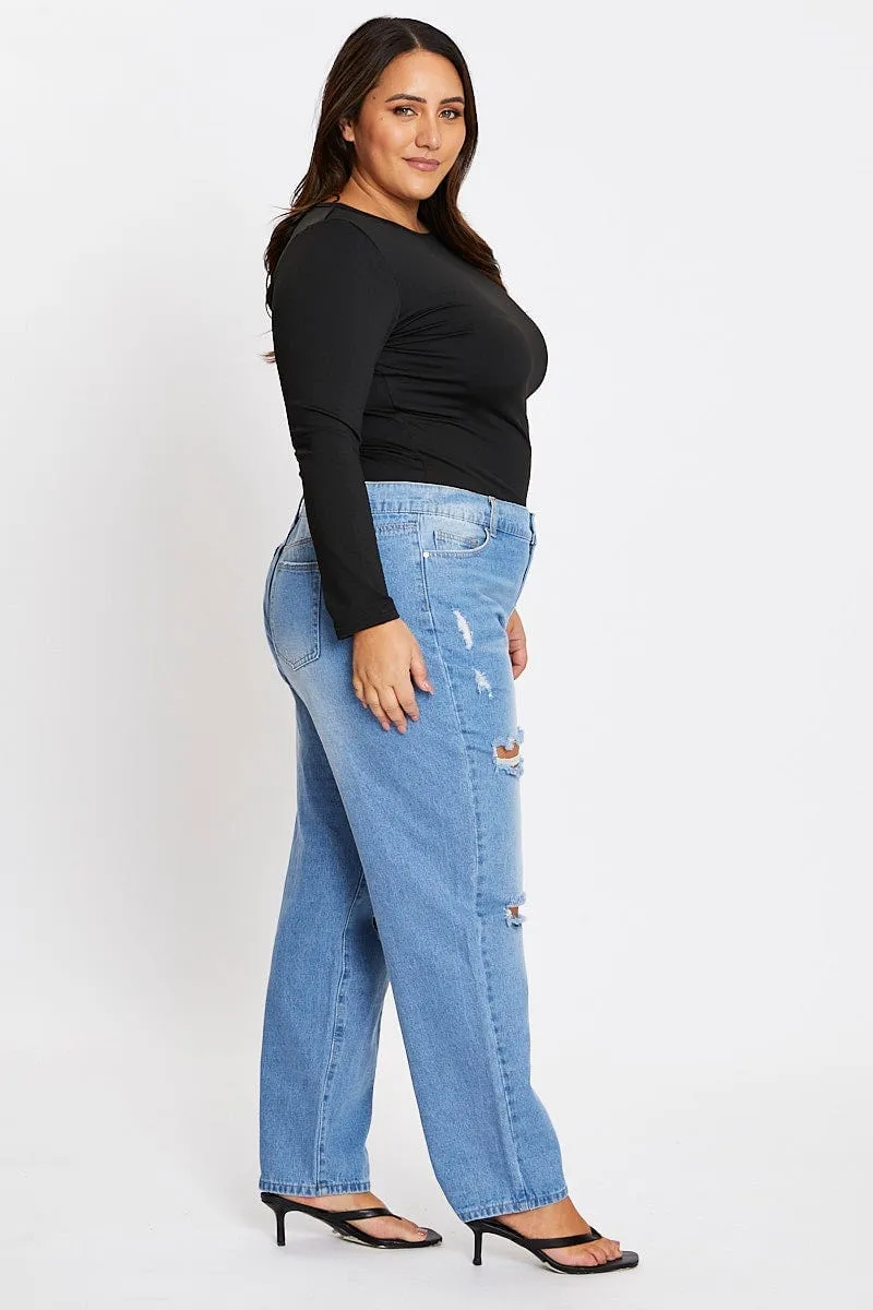 Artist Vibe Travel Outfit All Style Fit Blue High Rise Boyfriend Denim Jeans