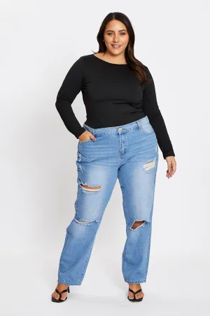 On The Move Daily Go-To Blue High Rise Boyfriend Denim Jeans