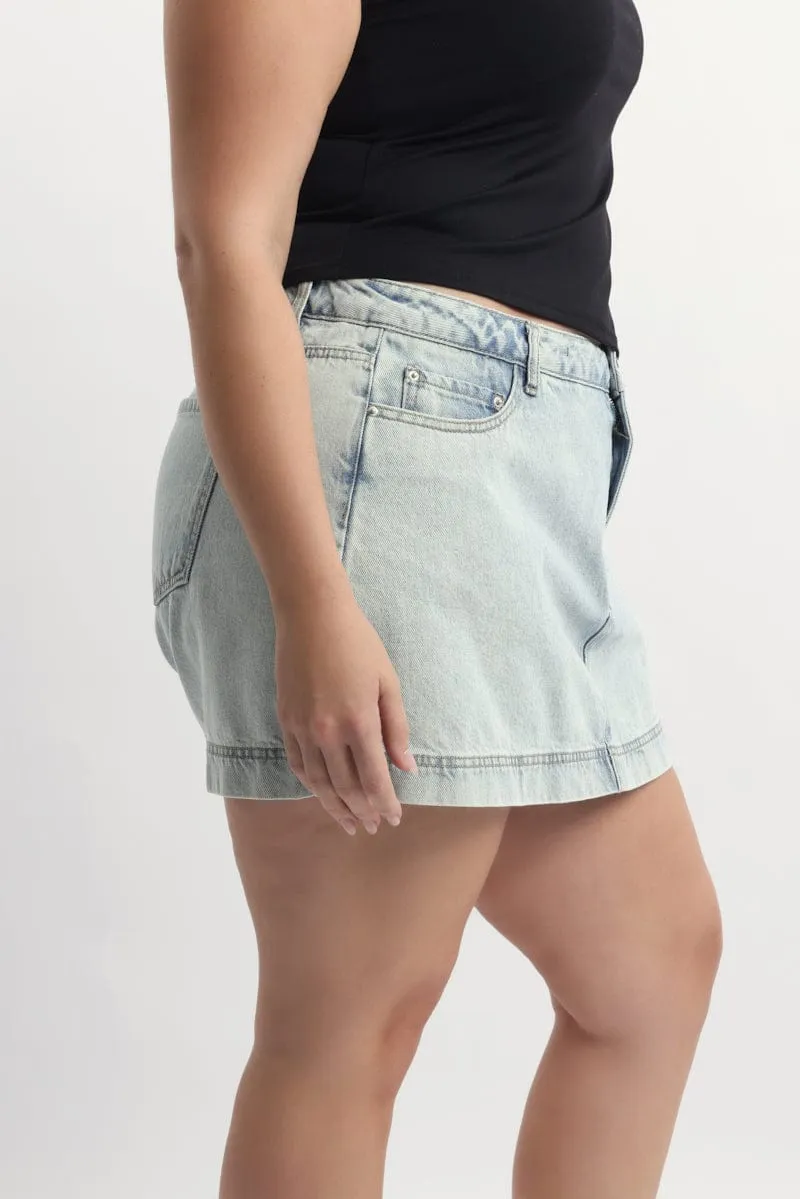 No Ride Up Crossback Strap Denim Skort Skirt