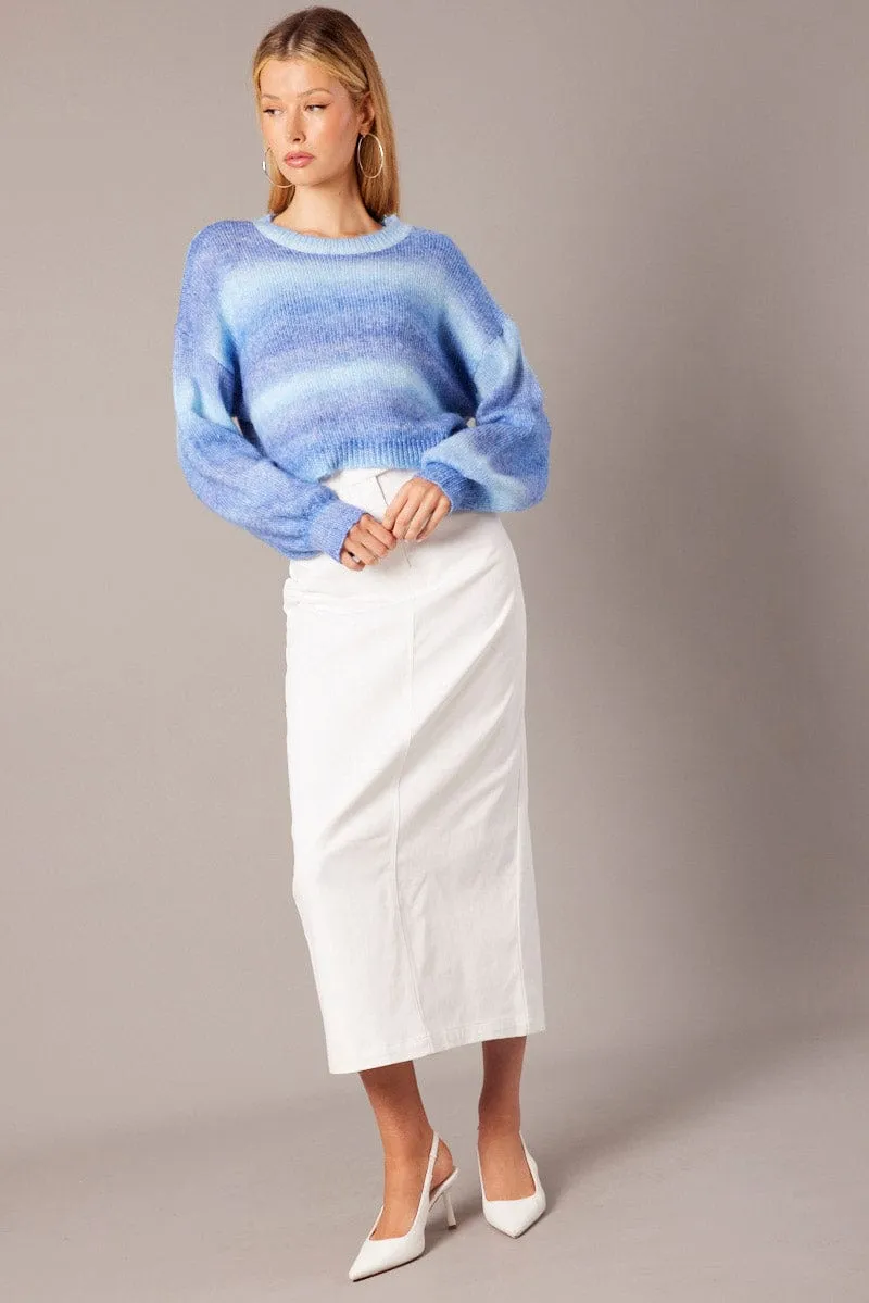 White Tailored Skirt Midi Mid Rise Delicate Texture