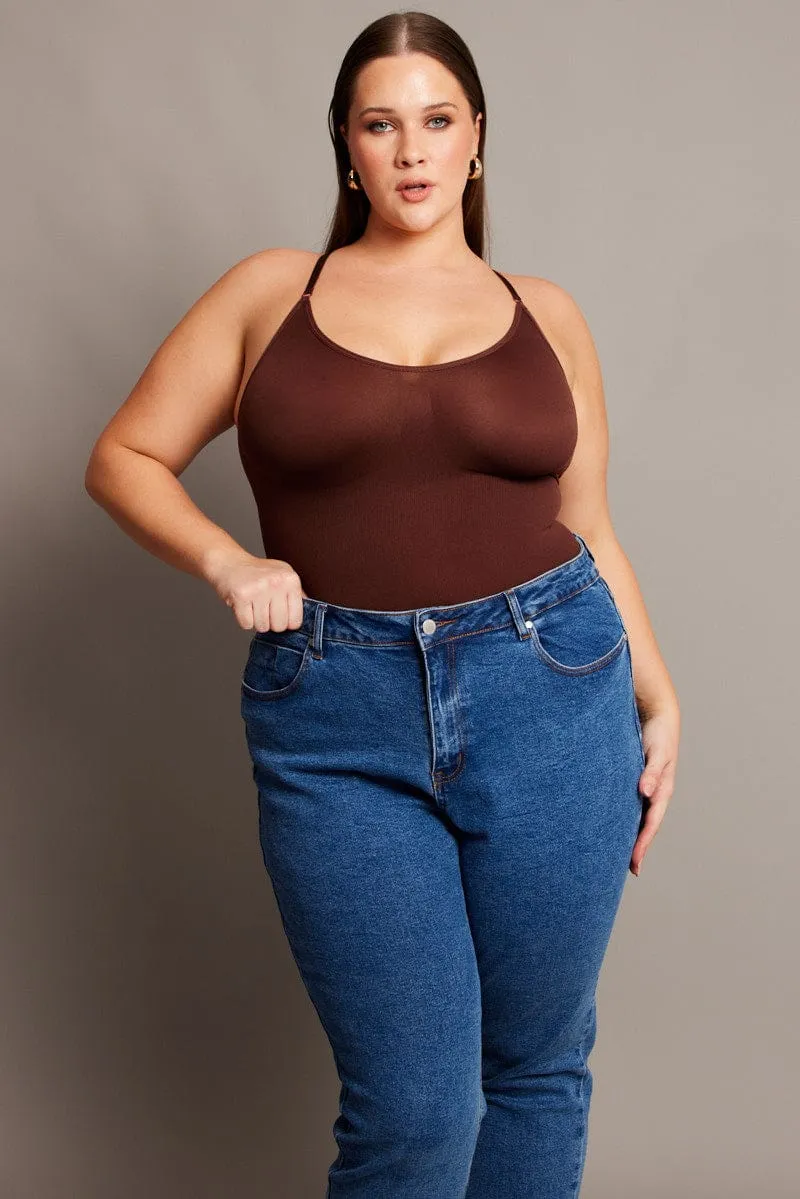 Brown Seamless Sculpting Bodysuit Soft Joggers