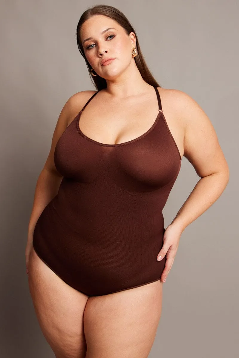 SnagResistant Weave slow life Brown Seamless Sculpting Bodysuit