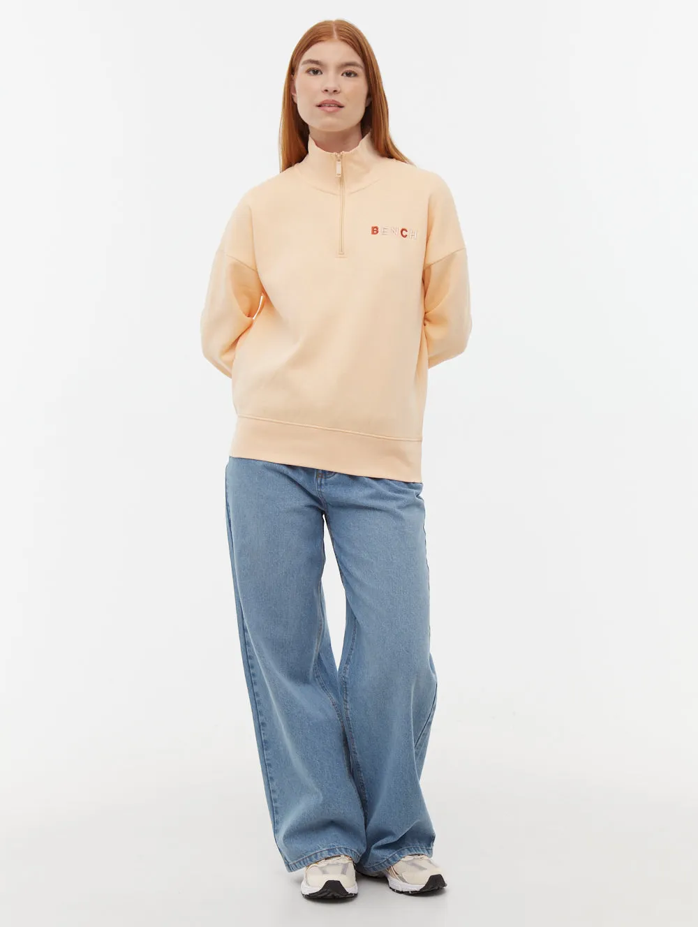 Trendy Outerwear Trend Vibe Huntley Quarter Zip Funnel Neck Sweatshirt