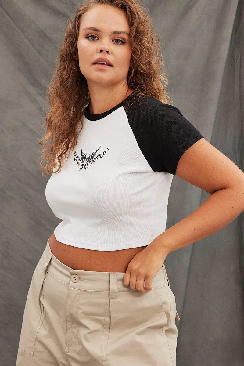 Cozy And Stylish White Baby T-shirt Raglan Tattoo Contrast