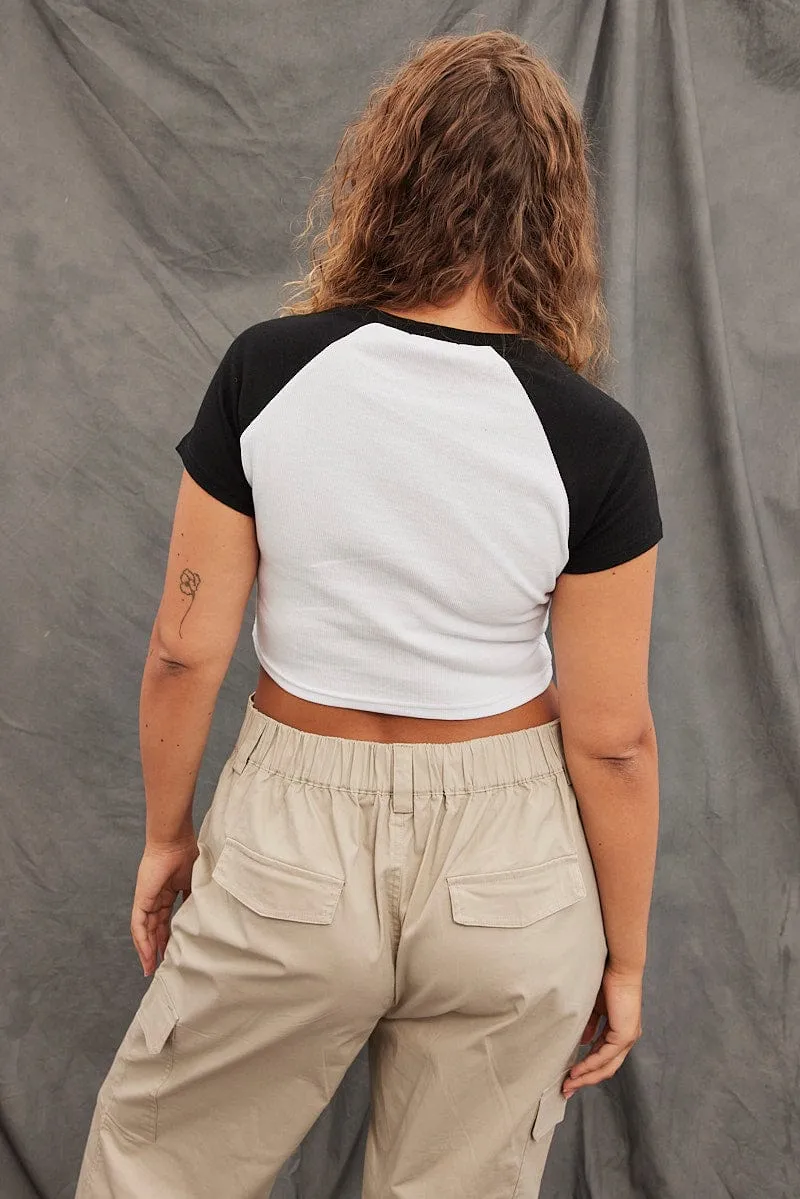 Functional Fashion White Baby T-shirt Raglan Tattoo Contrast
