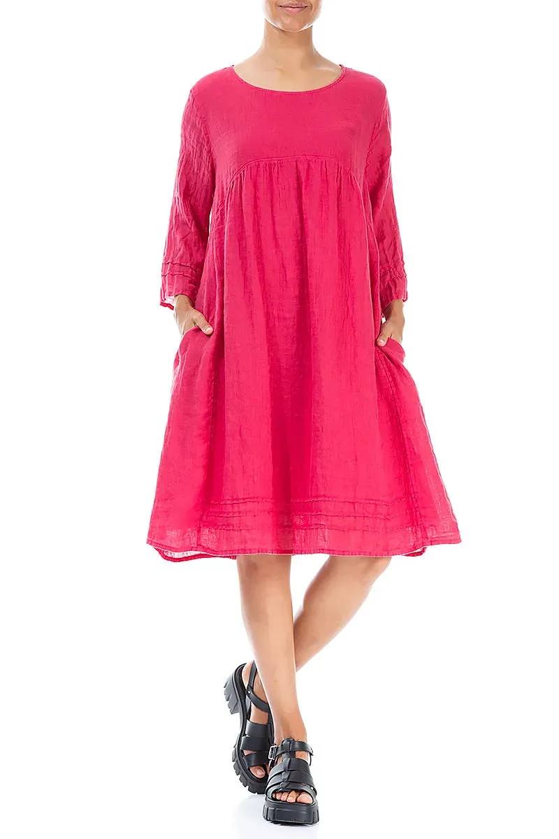 ButterSoftKnit Flared Raspberry Gauze Linen Dress