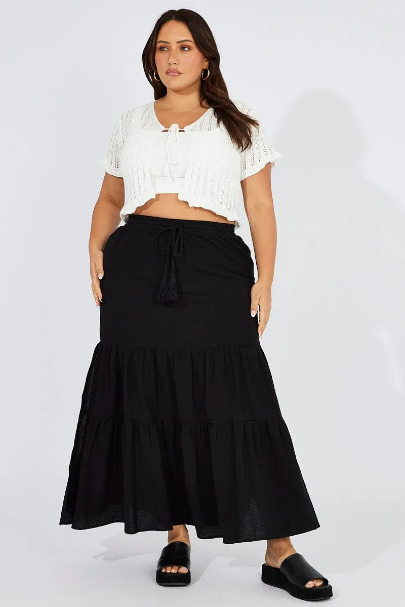 light colors Black Maxiskirt Tassel Tie Side Splits