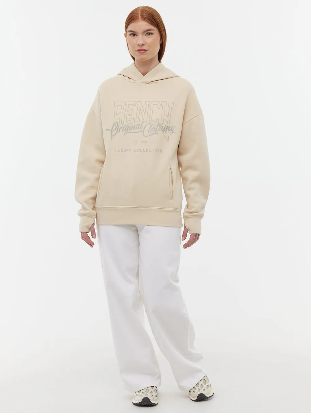 CompressiveFitFabric MatteFinishTexture Theda Athletic Logo Oversize Hoodie