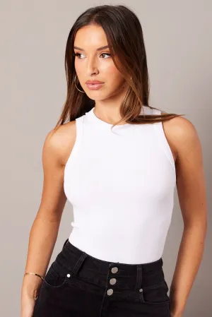 White Tank Top Crew Neck Seamless Royal Ease PillingResistant