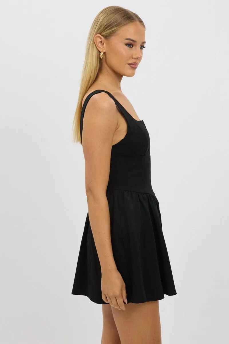 Fearless Charm Urban Wear Black Fit And Flare Dress Mini