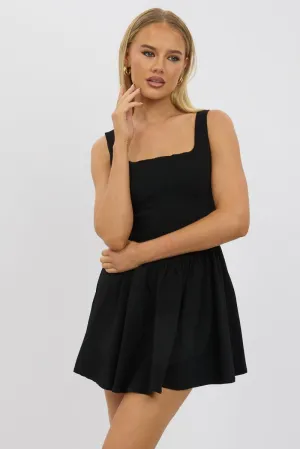 Black Fit And Flare Dress Mini Sleek Wear