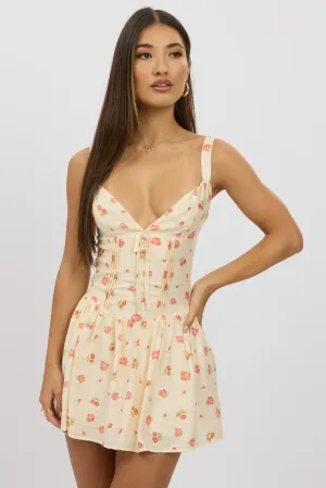 Street Spice Glow Star Pink Floral Fit And Flare Dress Mini
