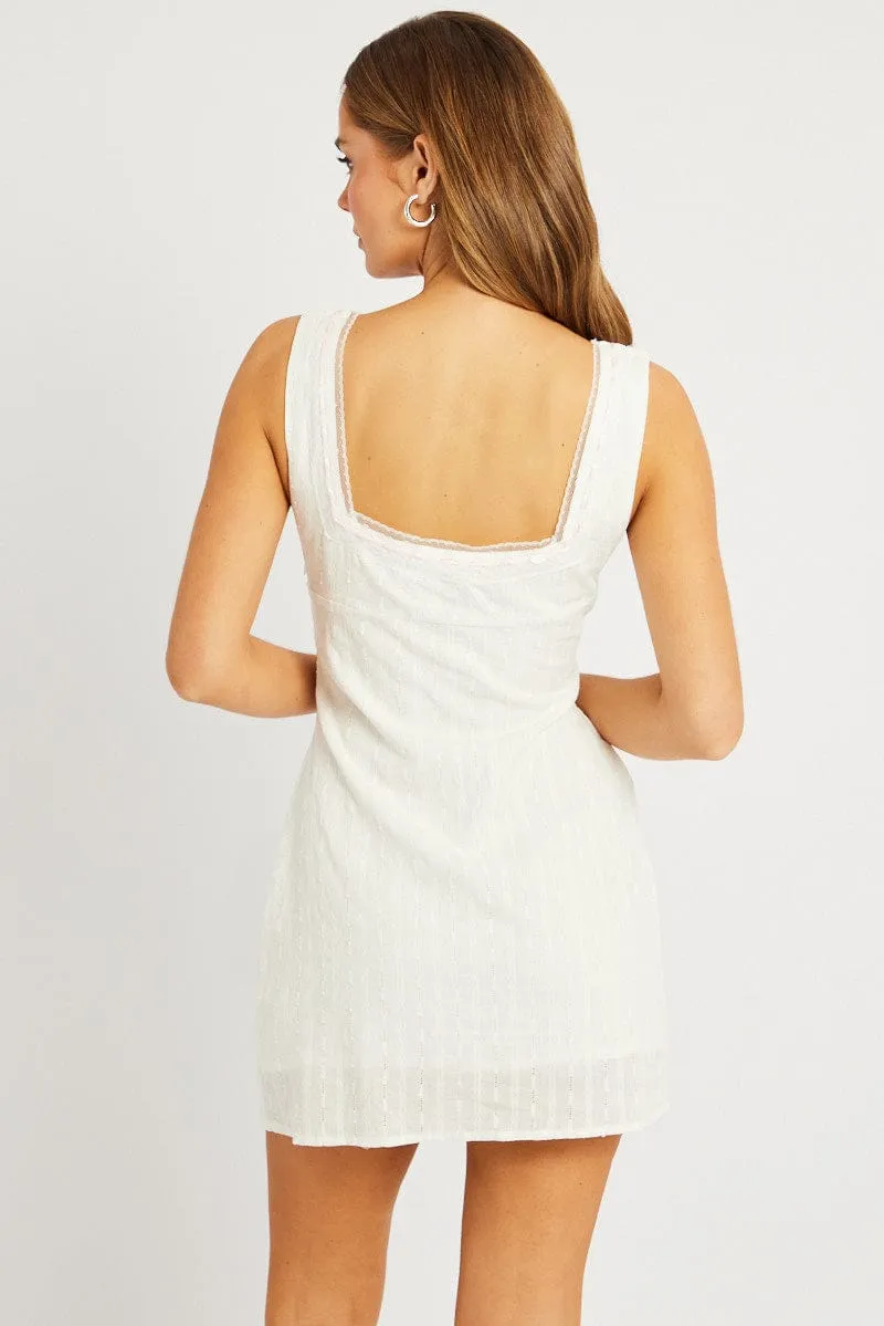 White Mini Dress Sleeveless Ready Now