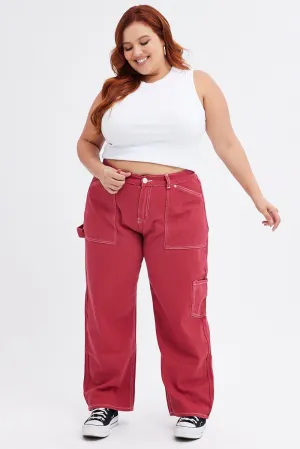 Moisture Wicking Inner Layer Red Cargo Jeans Out Pocket