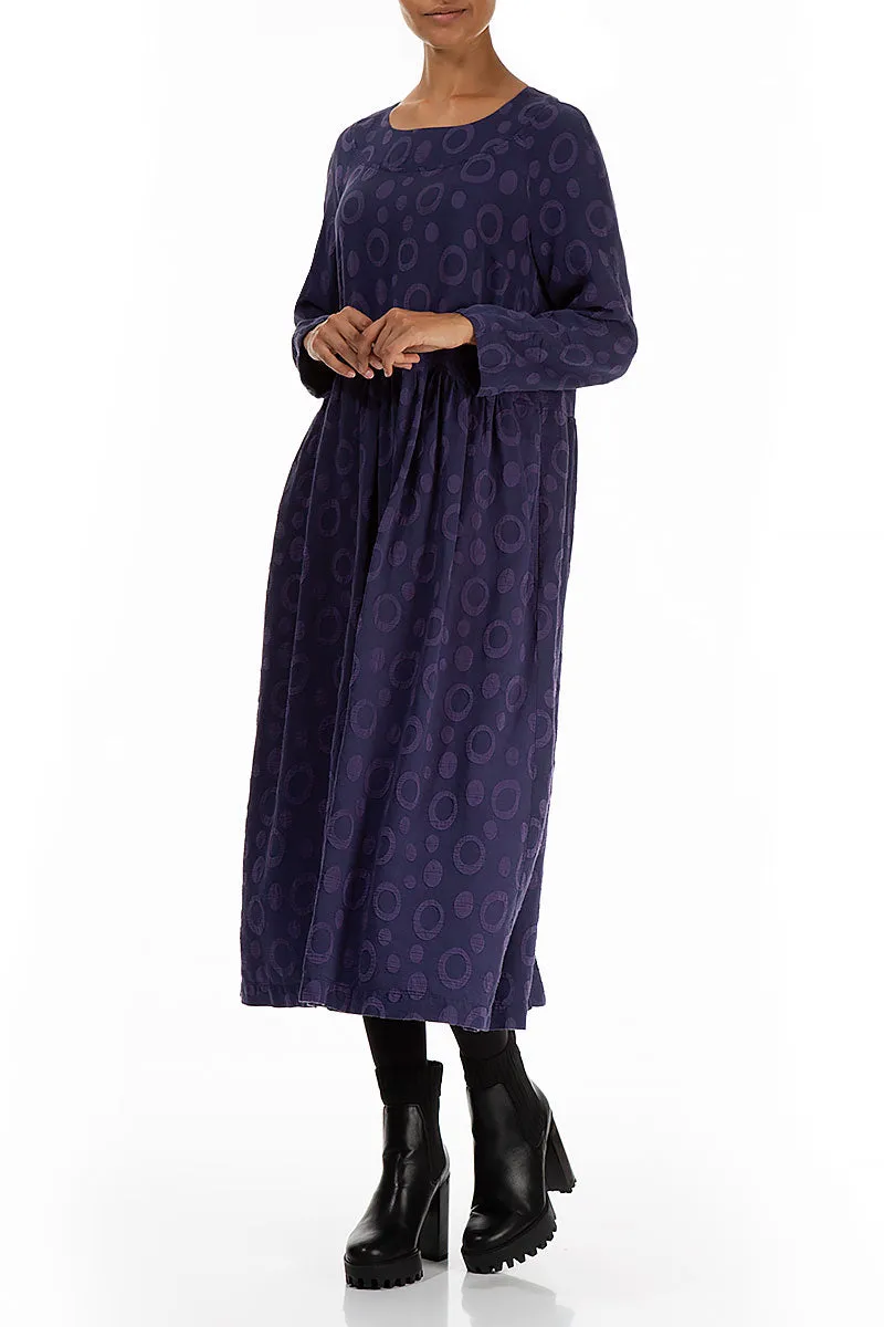 Casual Day Buttoned Back Rings Royal Purple Silk Dress