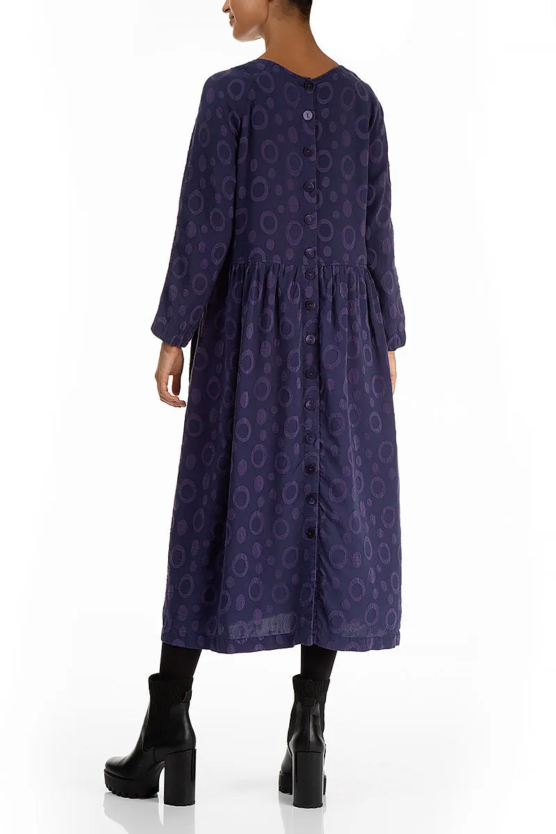 Ship Glow Buttoned Back Rings Royal Purple Silk Dress