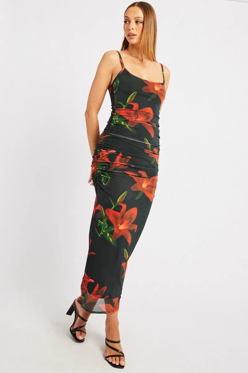Black Floral Bodycon Dress Singlet Mesh Outdoor Gear