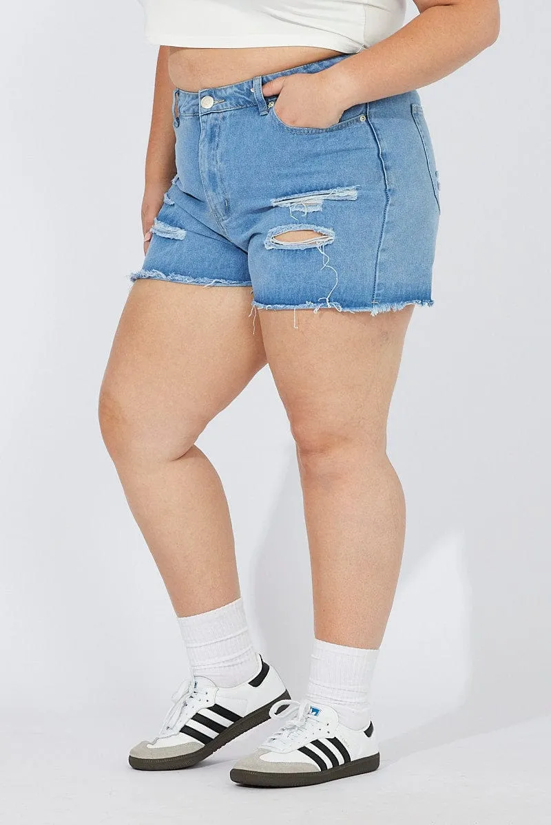 Denim Relaxed Shorts High Rise Tribal Soul