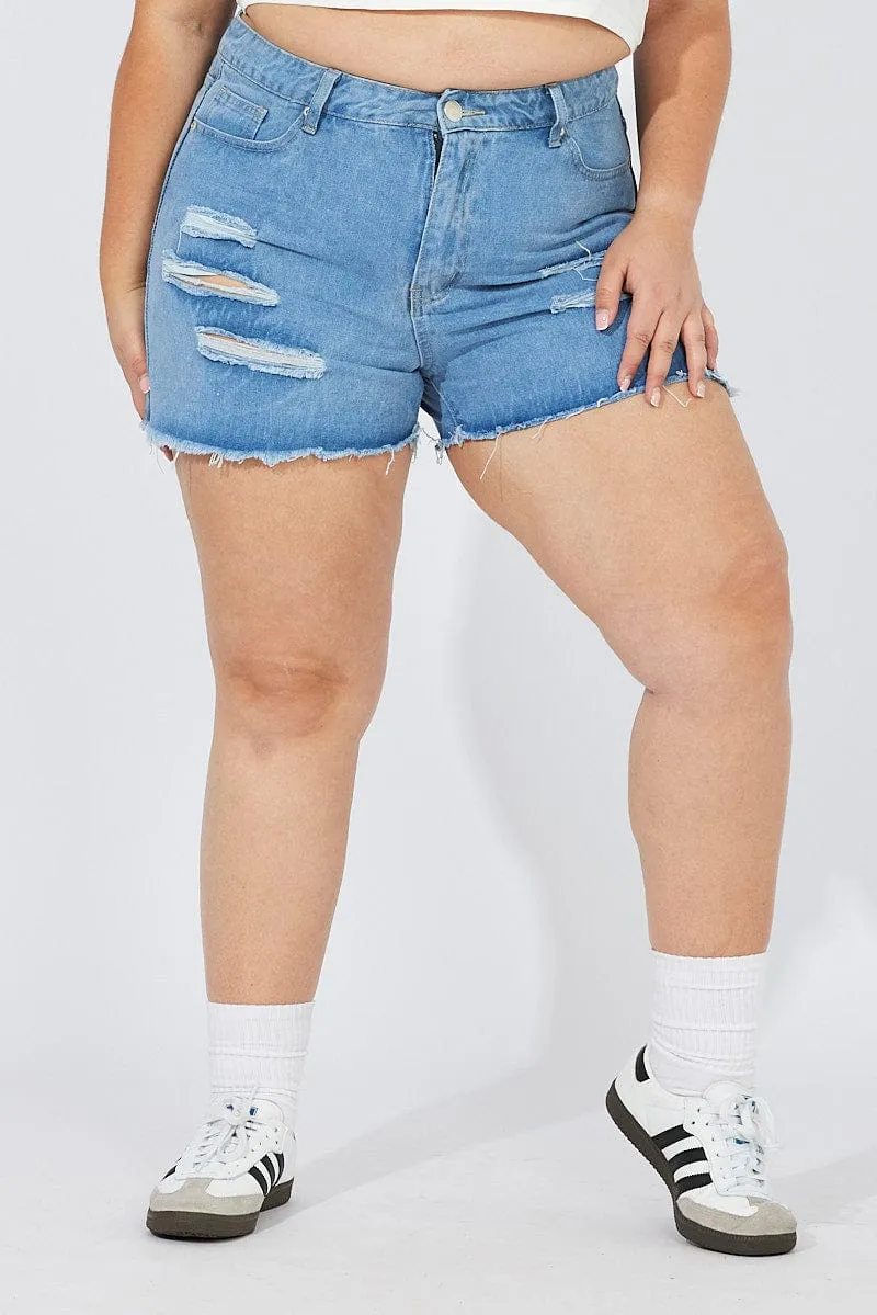 Denim Relaxed Shorts High Rise Breezy Fit Tailored Fit