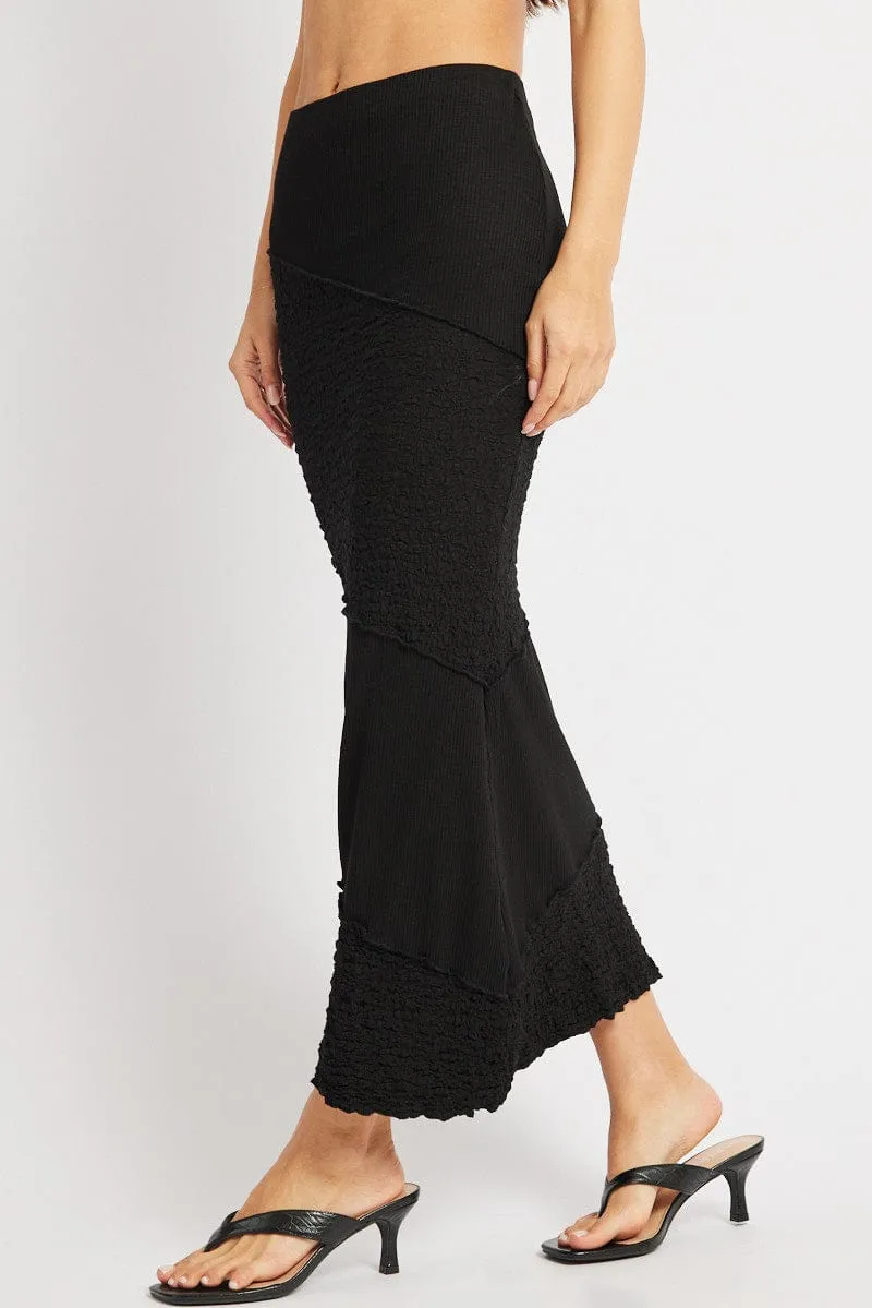 Classic Mood Black Midi Skirt Texture