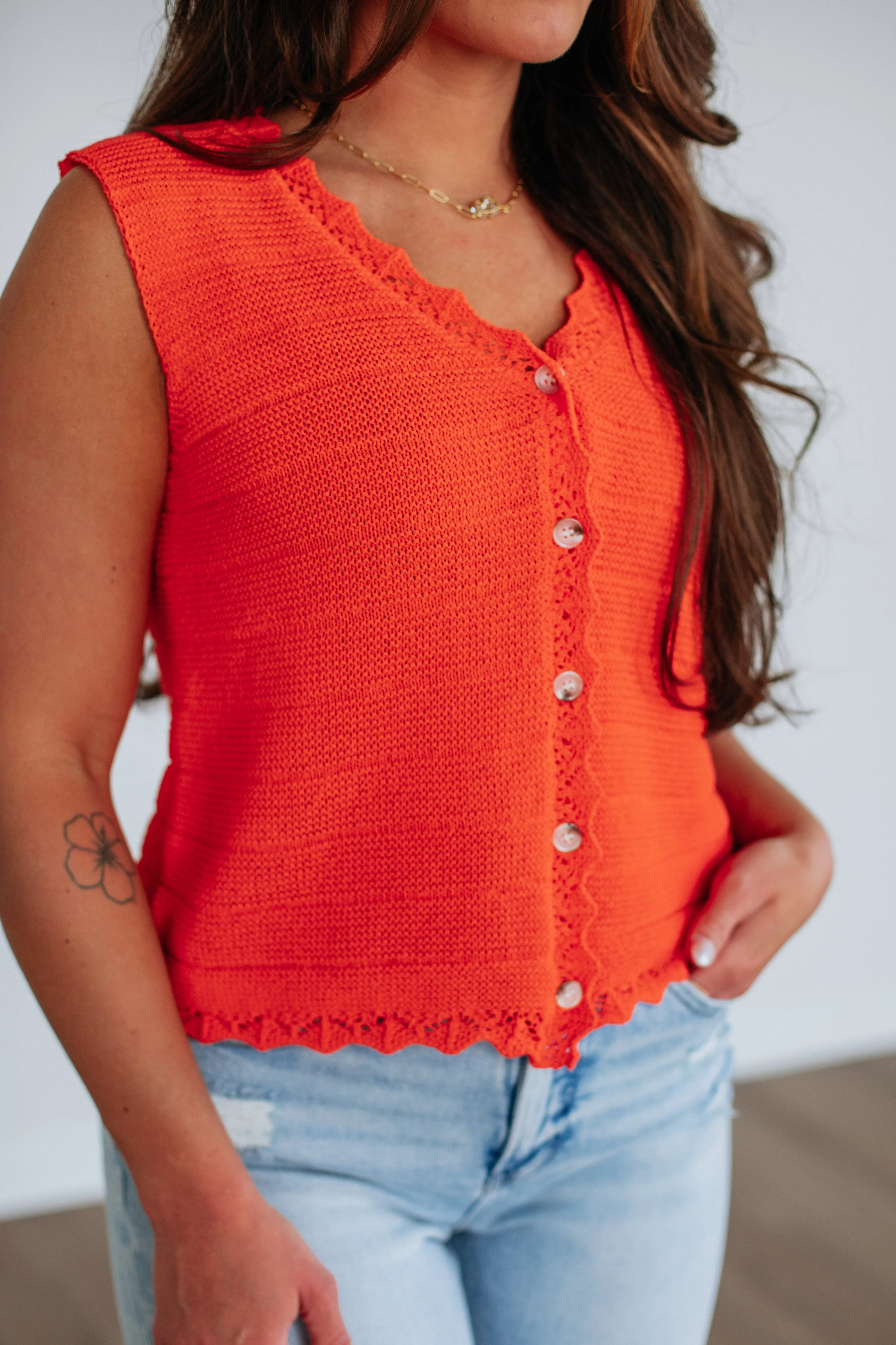 Cheryl Sweater Vest - Papaya Anti Pilling Treatment Trendy Wardrobe