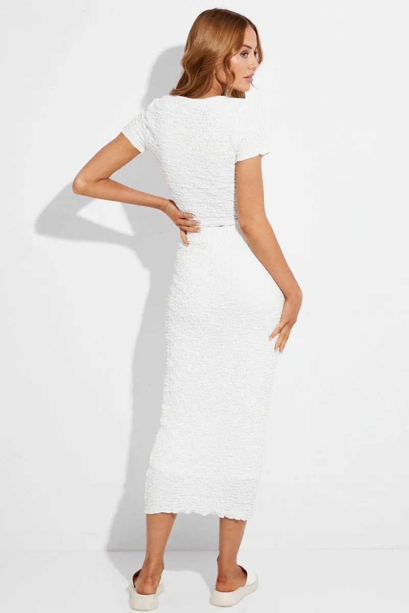 Style Vibes Soft Aesthetic White Midi Skirt High Rise Pencil