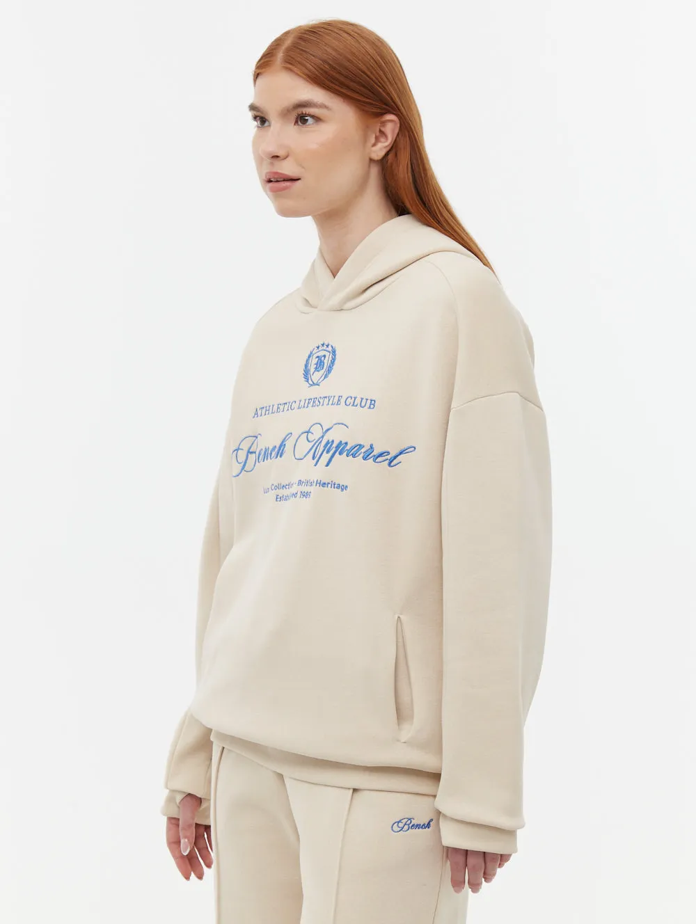 Reinforced Knees BuiltIn Grip Contessa Script Graphic Oversize Hoodie