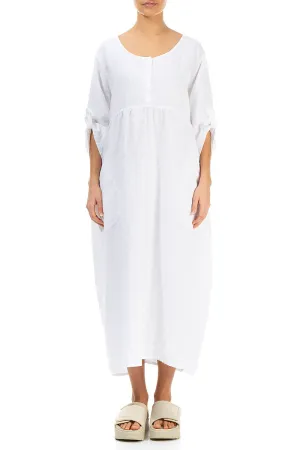 Buttoned White Linen Dress MoistureControl Fabric Code Soul