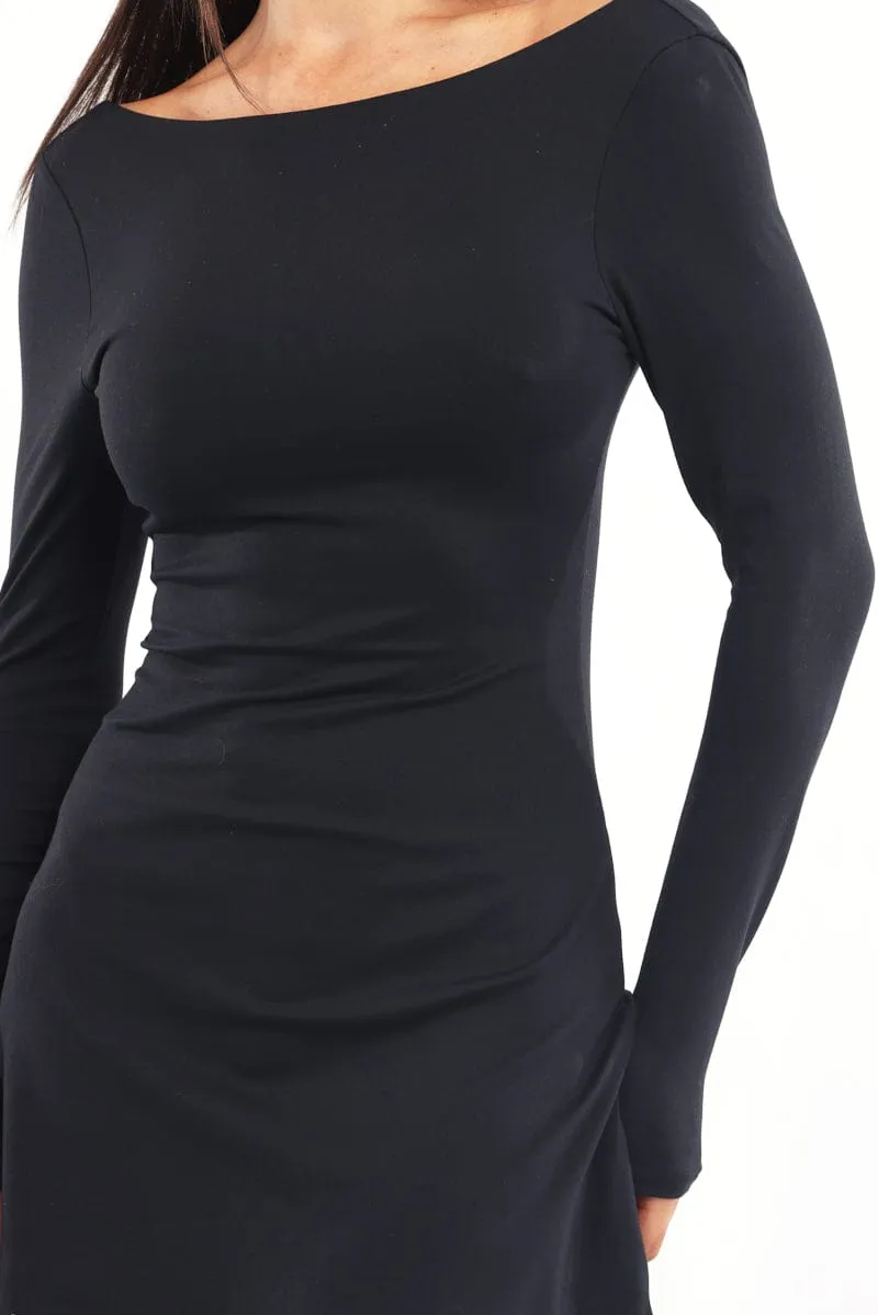 Black Mini Dress Long Sleeve Club look Perfect For Summer