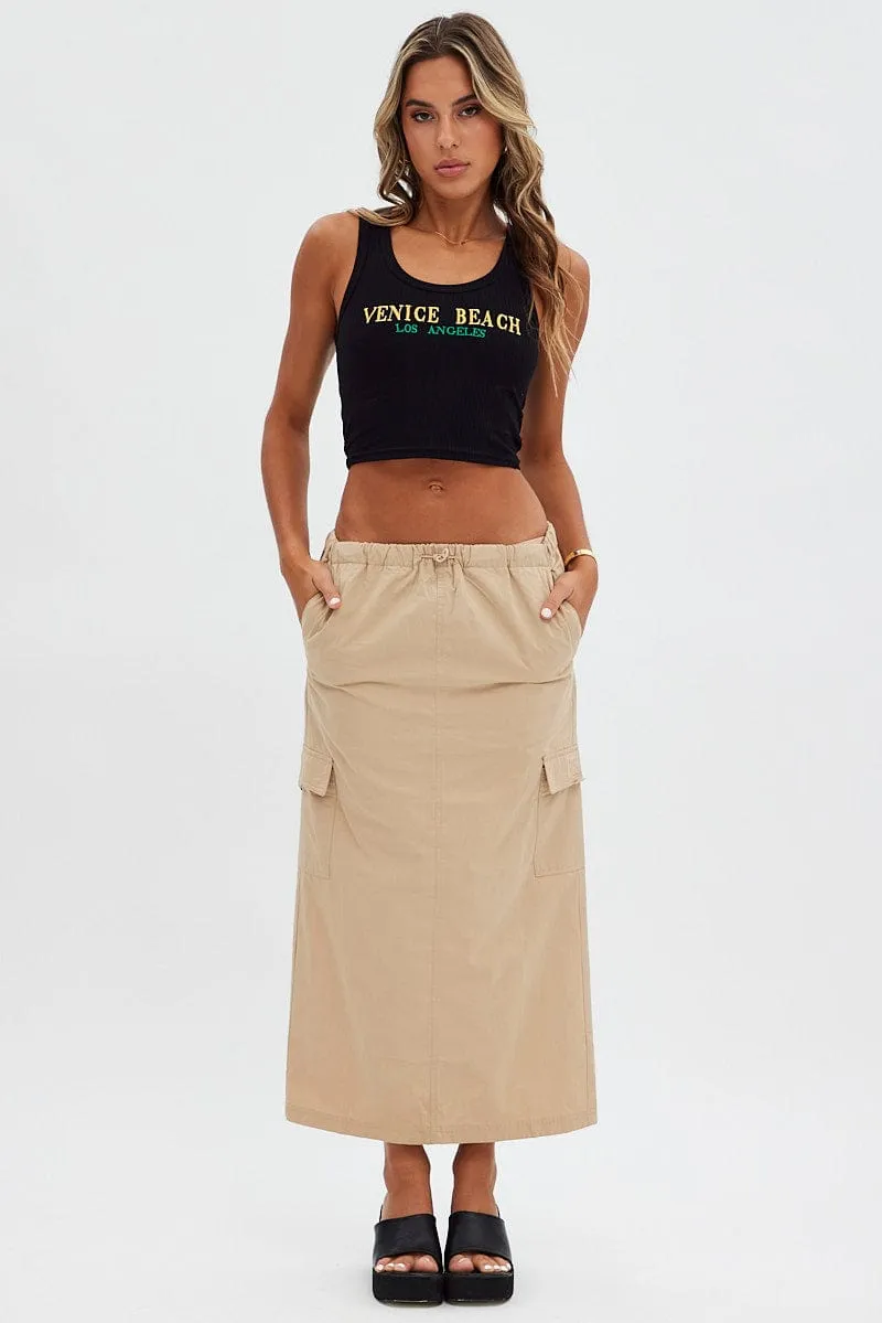 Black Rib Tank Scoop Neck Sleeveless Pure Tone