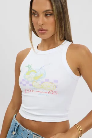 White Graphic Tank Top WaterRepellent Surface